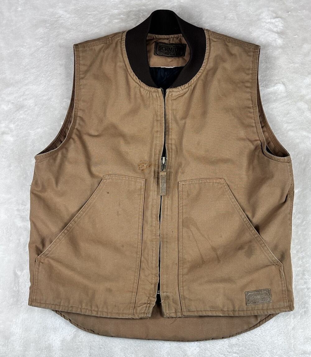 C.E. Schmidt Workwear Vest Men’s Sz M Brown Canvas Quilt Lined Work Outdoors